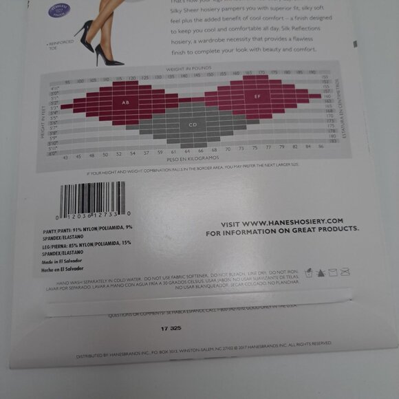 Hanes Silk Reflections Silky Sheer Pantyhose Non-Control Top AB Brown - Picture 9 of 14